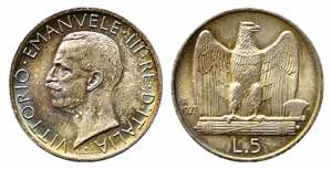 Vittorio Emanuele III (1900-1943). 5 lire ... 