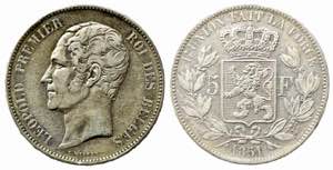 BELGIO. Leopoldo I (1831-1865). 5 Francs ... 