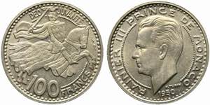 MONACO. Ranieri III. 100 francs 1950 Co-Ni ... 