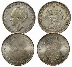 OLANDA. Lotto di 2 monete in argento (2-1/2 ... 