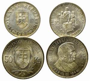 SLOVACCHIA. Lotto di 2 monete in argento (10 ... 