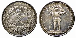 SVIZZERA. Tiri Federali. Zug. 5 francs 1869 ... 