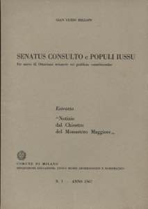 BELLONI  G. SENATUS CONSULTO e POPULI IUSSU. ... 