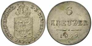 AUSTRIA. 6 kreuzer 1849 A. SPL