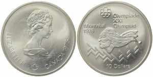 CANADA. 10 Dollari 1975 Montreal 76. Ag. ... 