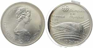 CANADA. 10 Dollari 1976 Montreal 76. Ag. ... 