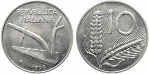 REPUBBLICA ITALIANA. 10 lire 1998 spighe ... 