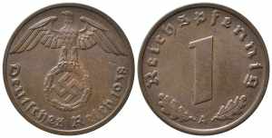 GERMANIA. Terzo Reich. 1 Reichspfennig 1938 ... 