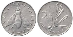REPUBBLICA ITALIANA. 2 lire 1958 Ulivo. ... 