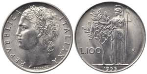 REPUBBLICA ITALIANA. 100 lire 1955 ... 
