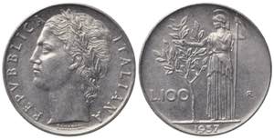 Repubblica Italiana. 100 Lire 1957 ... 