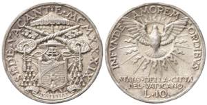 VATICANO. Sede Vacante 1939. 10 lire 1939 ... 