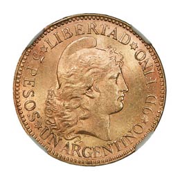 5 Peso. 1889. Obv: Flagged arms ... 
