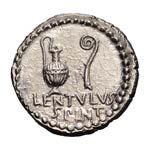 Denarius, 3.95g Smyrna, 42 BC. Obv: Tripod ... 