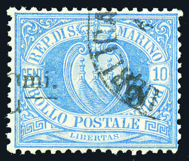 1892 - 5 c. su 10 c. oltremare, ... 