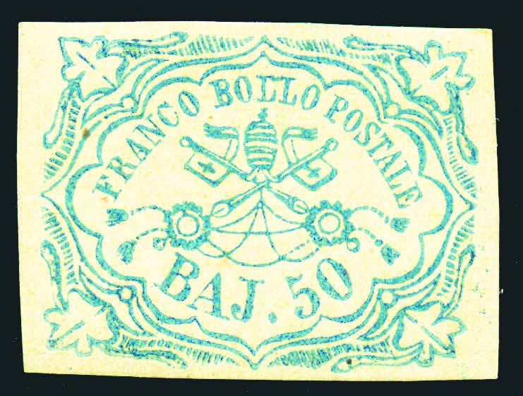 1852 - 50 b. azzurro, splendido e ... 