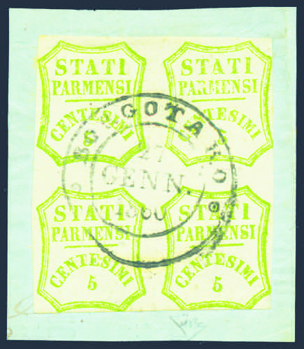 1859 - 5 c. verde giallo, ... 