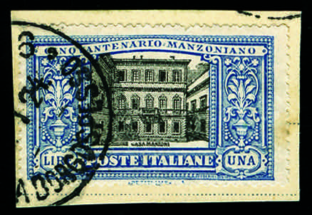 1923 - Manzoni 1 Lira azzurro e ... 