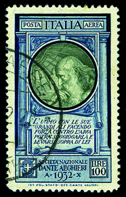 1932 - Dante 100 Lire azzurro e ... 
