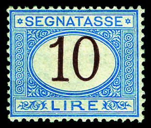 1874 - 10 Lire azzurro e bruno, ... 