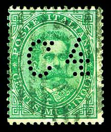 1887 - 4 c. su 5 verde con ... 