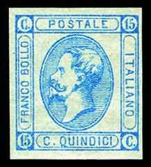 1863 - 15 c. azzurro del I tipo, ... 