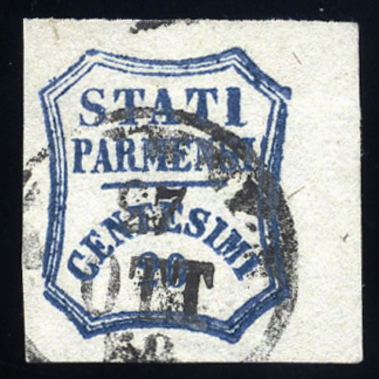 Parma - 1859 - 20 c. azzurro bordo ... 
