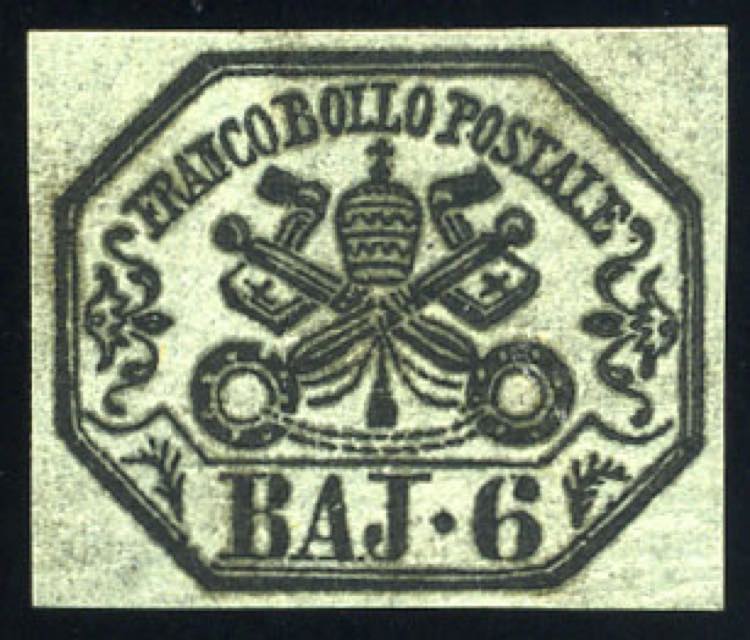 Pontificio - 1852 - 6 b. grigio ... 