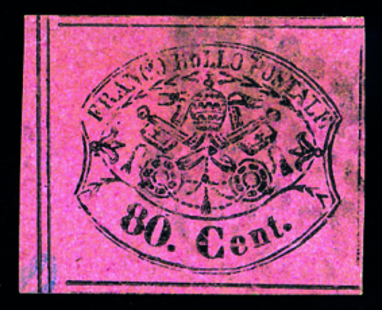 Pontificio - 1867 - 80 c. rosa ... 