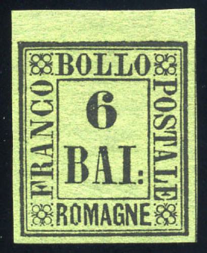 Romagne - 1859 - 6 b. verde giallo ... 