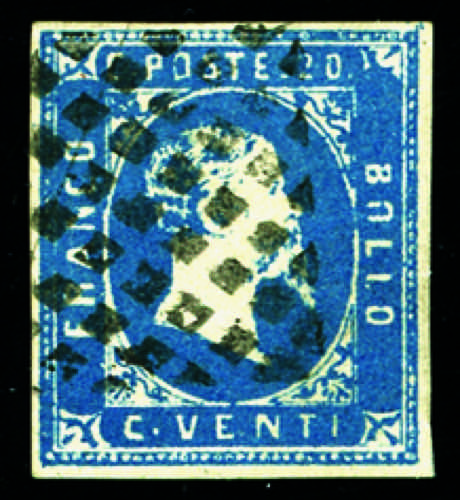 Sardegna - 1851 - 20 c. celeste ... 