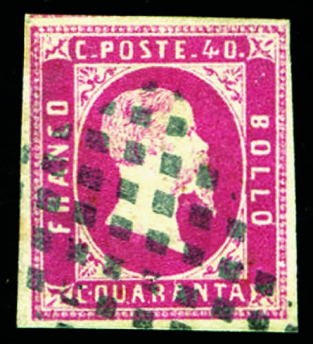 Sardegna - 1851 - 40 c. rosa con ... 