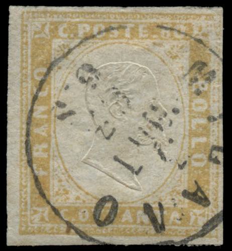 Sardegna - 1858 - 80 c. giallo ... 