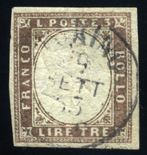 Sardegna - 1861 - 3 Lire rame ... 