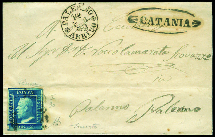 Sicilia - 1859 - Busta spedita a ... 