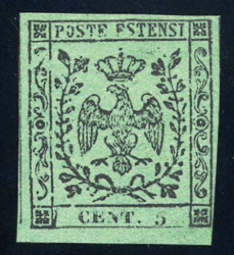 Modena - 1852 - 5 c. verde, con ... 