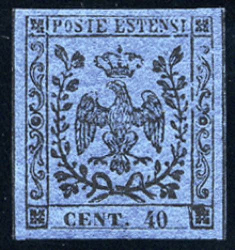 Modena - 1852 - 40 c. azzurro ... 