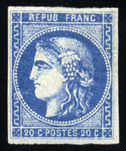 Francia - 1870/71 - 20 c. azzurro, ... 
