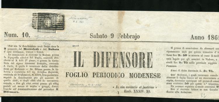 Modena - 1861 - Testata di ... 