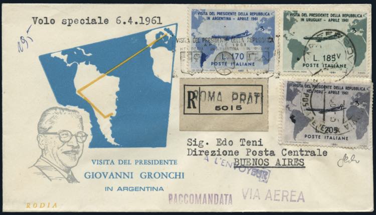 1961 - Busta viaggiata da Roma per ... 