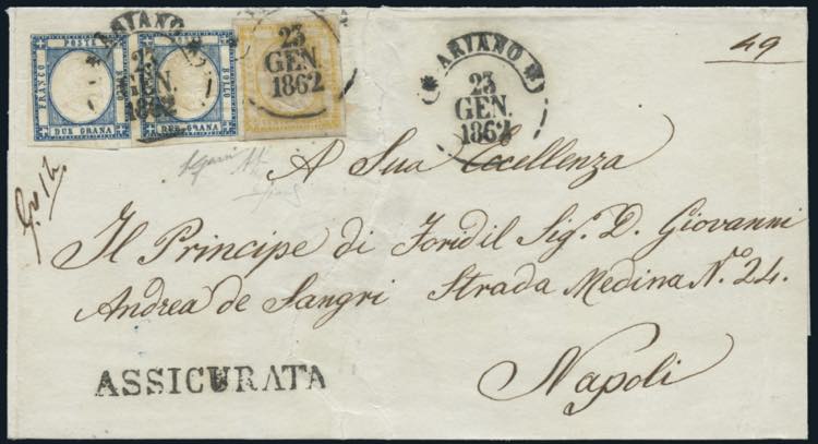 Napoli - 1862 - Busta assicurata ... 