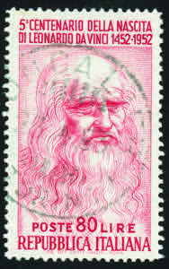 1952 - Leonardo da Vinci 80 Lire carminio, ... 