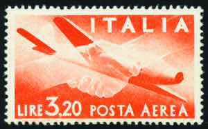 1945 - Democratica 3,20 Lire rosso arancio, ... 