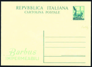1951 - Cartolina Postale 20 Lire verde, con ... 