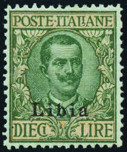 1915 - Floreale 10 Lire oliva e rosa, fresco ... 