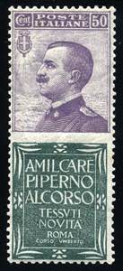 1924 - 50 c. violetto e verde Piperno, ... 