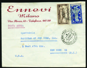 Repubblica Italiana - 1949 - Busta aerea ... 