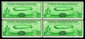 1933 - 50 c. verde giallo, fresca quartina ... 