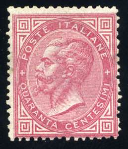 1863 - 40 c. rosso carminio, tiratura di ... 