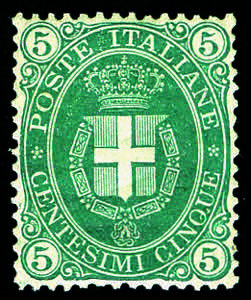 1889 - Stemma 5 c. verde scuro, fresco ... 